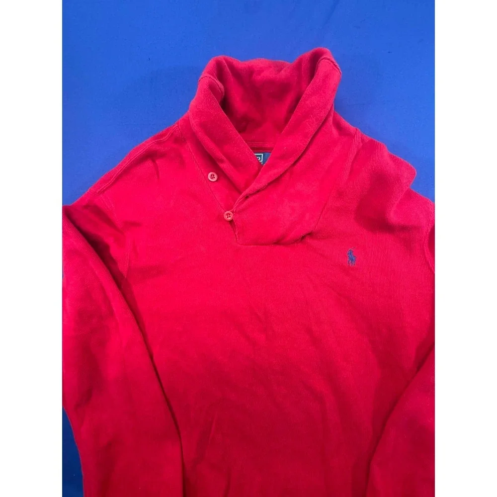 Polo Ralph Lauren shawl Collar Knit Sweater Pullover Red Size XXL 2XL Cotton‎